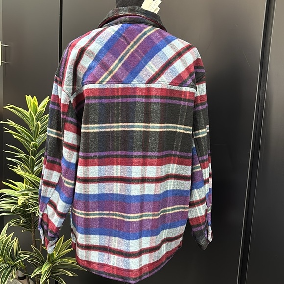 Ashley Wool Blend Plaid Flannel,button down,chest/hip pocket,heavyweight shacket - Picture 3 of 11